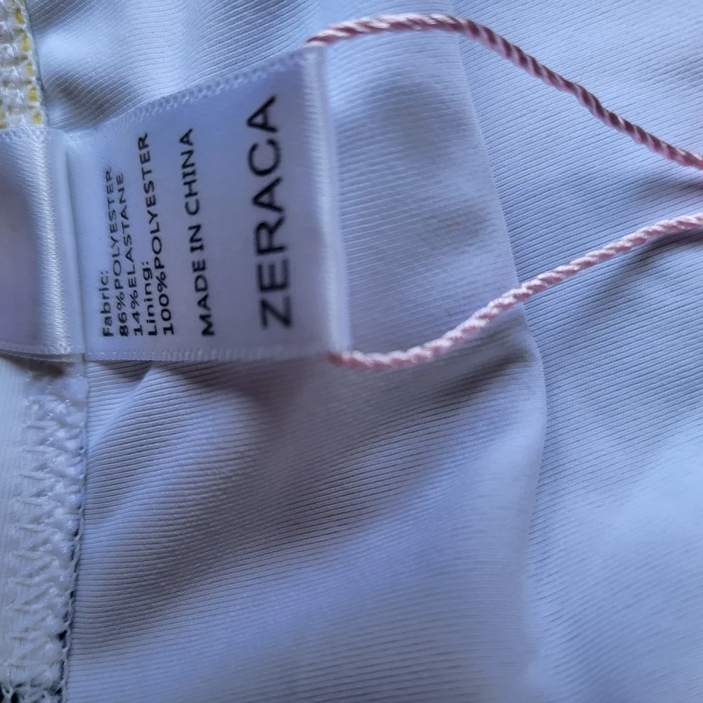 Zeraca One Piece Lemon Print Swimsuit With Halter Tie & Tie Back Size Large